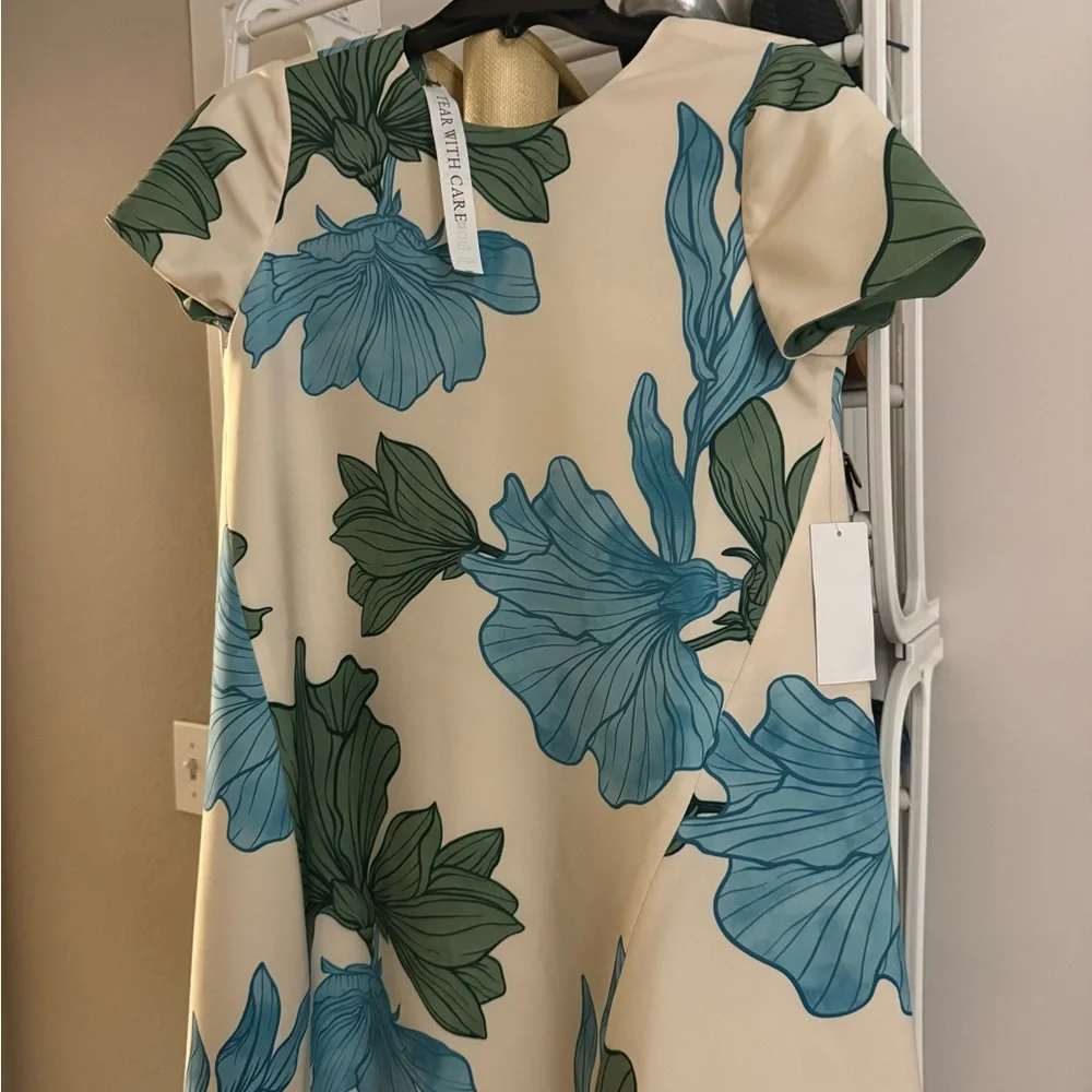 MESTIZA Green and Blue Floral Mini Dress Size XS $99 - Picture 2 of 4